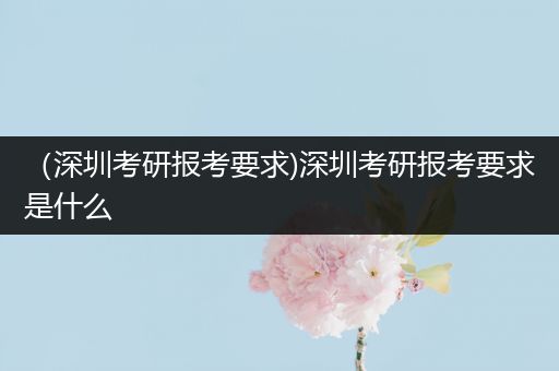 （深圳考研报考要求)深圳考研报考要求是什么