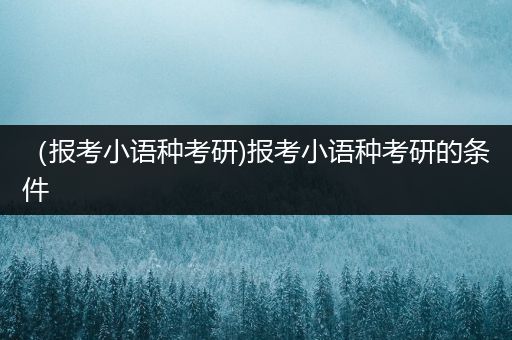 （报考小语种考研)报考小语种考研的条件