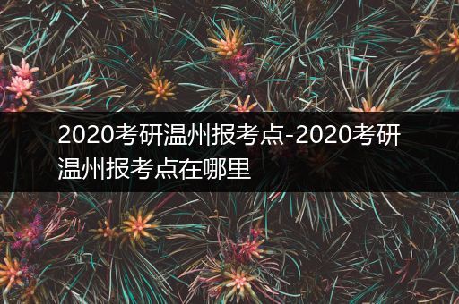 2020考研温州报考点-2020考研温州报考点在哪里