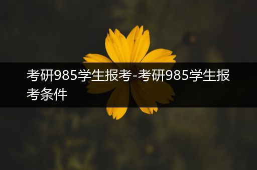 考研985学生报考-考研985学生报考条件