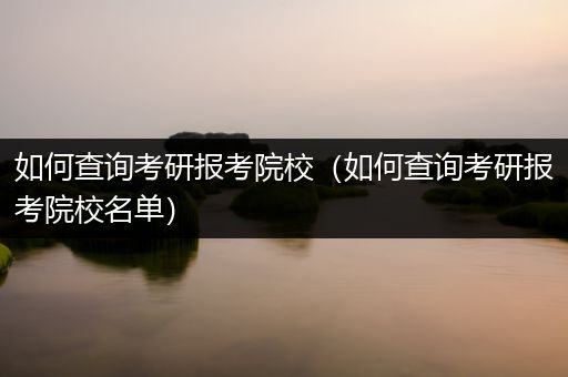 如何查询考研报考院校（如何查询考研报考院校名单）