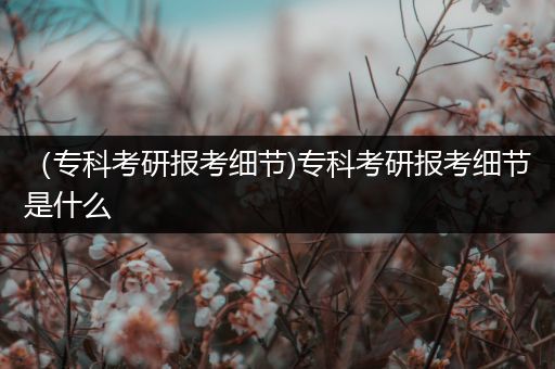 （专科考研报考细节)专科考研报考细节是什么