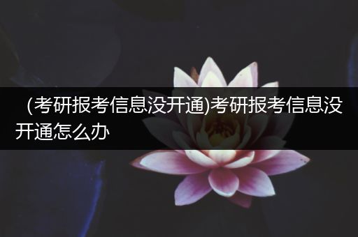 （考研报考信息没开通)考研报考信息没开通怎么办