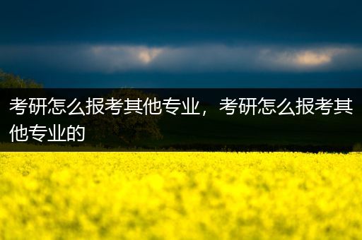 考研怎么报考其他专业，考研怎么报考其他专业的