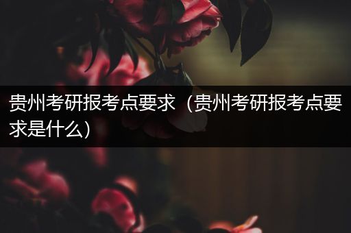 贵州考研报考点要求（贵州考研报考点要求是什么）