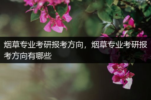 烟草专业考研报考方向，烟草专业考研报考方向有哪些